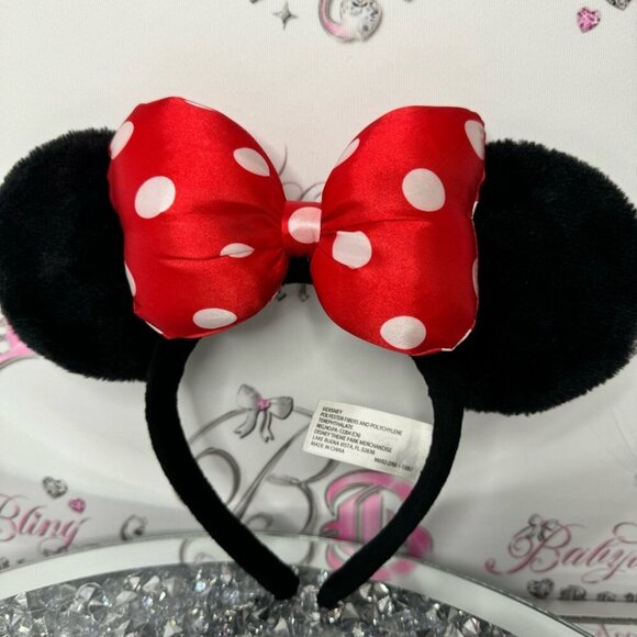 Disney ears park merch Minnie Mouse classic black with bow red polka dot white main image 4